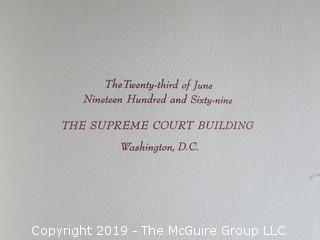 Installation Program for Warren E. Burger; Chief Justice of the Supreme Court; June 23, 1969; Washington DC