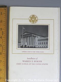 Installation Program for Warren E. Burger; Chief Justice of the Supreme Court; June 23, 1969; Washington DC