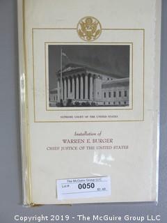 Installation Program for Warren E. Burger; Chief Justice of the Supreme Court; June 23, 1969; Washington DC