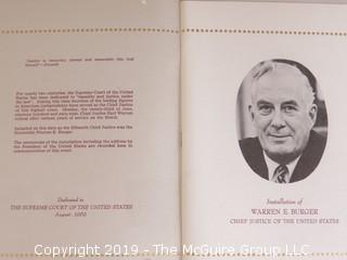 Installation Program for Warren E. Burger; Chief Justice of the Supreme Court; June 23, 1969; Washington DC