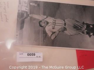 2 Black and White Photos including unknown and undated photo of Minneapolis Millers fielder