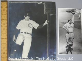 2 Black and White Photos including unknown and undated photo of Minneapolis Millers fielder