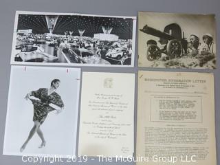 Collection of Ephemera including Original Art of The Village Voice, the 1990 gala of The Museum of Women in the Arts, and a 1939 Washington Information Letter, published by the National Council for the Prevention of War