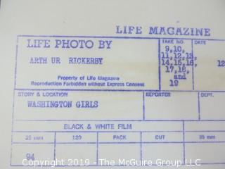 Photos of Arthur Rickerby for Life Magazine; one titled "Washington Girls"