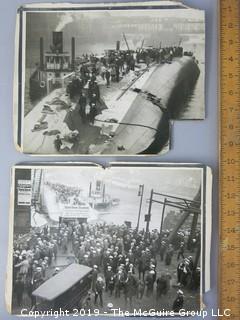 (2) Large Format Photos of the "Eastland" Disaster on the Chicago River in 1915 when 850 people died.  