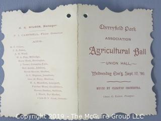 Collection of Ephemera including 1890 Agricultural Ball Program and 1862 receipt of hay load at Washington City