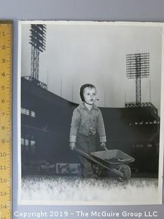 Arthur Rickerby Large Format B + W Photo of Young Groundskeeper at a Major League Stadium