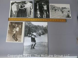 Collection of Large Format B + W Photos; including Mercury Morris playing basketball, golfers consulting the voluminous rule book