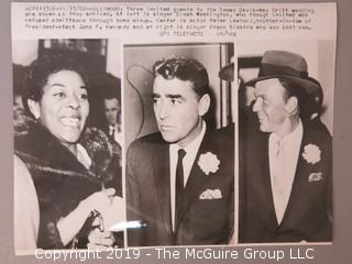 1960 UPI Press Photo of Dinah Washington, Peter Lawford and Frank Sinatra at Sammy Davis Jr wedding to May Britt