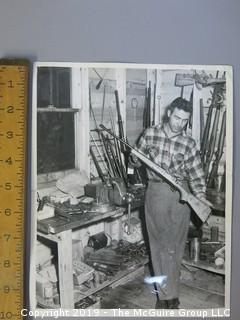 Large Format B + W Photo of Gunsmith in Shop