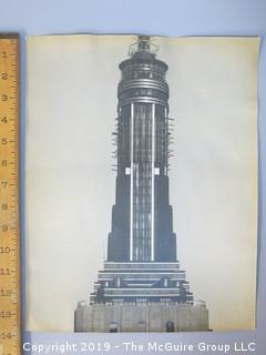 Large Format B + W Photo of Upper Portion of The Empire State Building; NY, NY