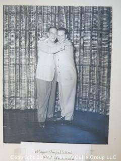 Large Format B + W Photo Phil Greenwald, Director of Entertainment at the Concord Hotel, and Mayor Impellitteri of New York City, 1950-53