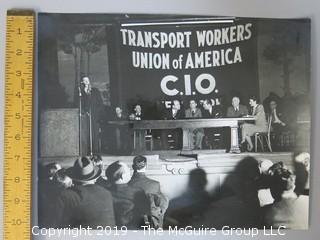 Large Format B + W photo of Union Hall Meeting; Transport Workers Union of America, C.I.O.