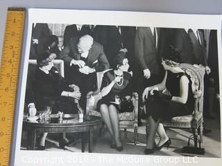 Large Format B + W photo of Lady Bird Johnson Meeting Princess Beatrix