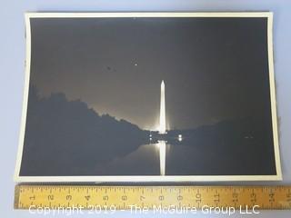 Large Format B + W photo of Washington Monument at night