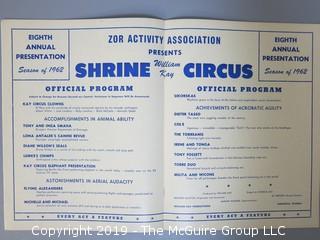 Vintage Shrine Circus Program, Sarasota, Florida