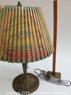 Table Lamp with pleated shade (note: paper tear at top rim of shade)