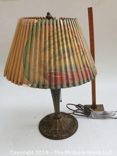 Table Lamp with pleated shade (note: paper tear at top rim of shade)