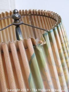 Table Lamp with pleated shade (note: paper tear at top rim of shade)