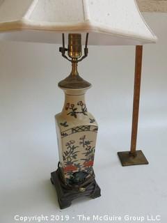 (2) Asian Style Ceramic Table Lamps; 1 shade