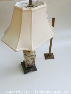 (2) Asian Style Ceramic Table Lamps; 1 shade