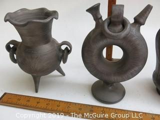 (3) pieces of ceramic art; marked 