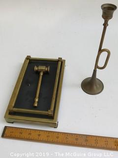 Decorative horn and Brass Gavel