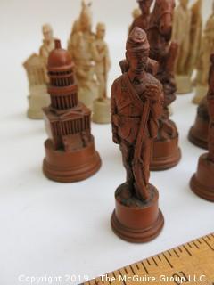 American Civil War Themed Plastic Chess Pieces (some damaged)