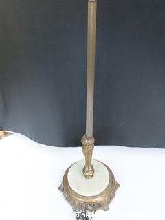 Metal Base Floor Lamp (see chip on milk glass shade)