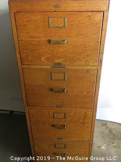 4 Drawer Quarter Sawn Oak Legal Size File Cabinet with Metal Slides; nameplate - Library Bureau SoleMakers;  20 x 28 x 52" Tall