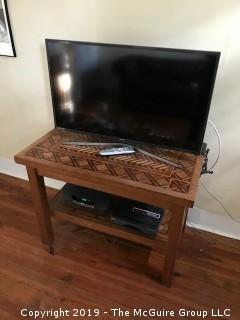 Marquetry Table with Lower Shelf; 40 1/2L x 24 1/2D x 29 1/2" Tall 