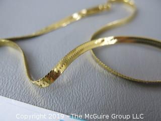 30" 14k gold flat Herringbone chain; marked Italy;14.1g