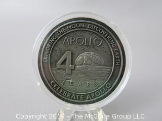 Apollo 40th Anniversary Official Commemorative medallion; containing metal flown to the Moom on Apollo Missions