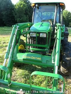 John Deere 5101E Tractor with 240 Loader; only 798 hours; includes 3 attachments: Adjustable Forks, Bucket and Hay Spear (Note: Description Altered 09.03 @ 4:07PM)  ***CAB Will BE LOCKED AFTER SALE AND WILL NOT BE USED FOR LOAD-OUT)