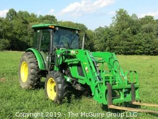 John Deere 5101E Tractor with 240 Loader; only 798 hours; includes 3 attachments: Adjustable Forks, Bucket and Hay Spear (Note: Description Altered 09.03 @ 4:07PM)  ***CAB Will BE LOCKED AFTER SALE AND WILL NOT BE USED FOR LOAD-OUT)