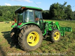 John Deere 5101E Tractor with 240 Loader; only 798 hours; includes 3 attachments: Adjustable Forks, Bucket and Hay Spear (Note: Description Altered 09.03 @ 4:07PM)  ***CAB Will BE LOCKED AFTER SALE AND WILL NOT BE USED FOR LOAD-OUT)