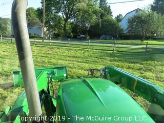 John Deere 5101E Tractor with 240 Loader; only 798 hours; includes 3 attachments: Adjustable Forks, Bucket and Hay Spear (Note: Description Altered 09.03 @ 4:07PM)  ***CAB Will BE LOCKED AFTER SALE AND WILL NOT BE USED FOR LOAD-OUT)