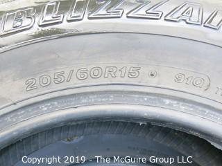 Set of (3) Bridgestone "Blizzak" Steel Belted Radial Tires; 205/60R15