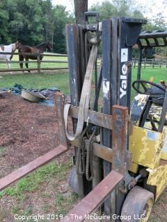 Yale Forklift; 3000 lb. capacity; 5231 hours; needs battery, tune up and propane tank, according to consignor