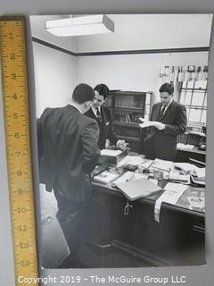 Photographic Story of RFK's U.S. Department of Justice Criminal Prosecution of Jimmy Hoffa, circa 1960's.  Contains more than 75 large format B&W photos, credited to Arthur Rickerby, who chronicled the life of Walter Sheridan, special assistant to Robert F. Kennedy and head prosecuter in the case for a feature story by LIFE Magazine.  Other notables in the story were Jim Neal, Dave Vestal, Bill French.  James Riddle Hoffa was an American labor union leader who served as the President of the International Brotherhood of Teamsters union from 1957 until 1971. He vanished in late July 1975, at age 62.

 
 
