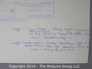 Photographic Story of RFK's U.S. Department of Justice Criminal Prosecution of Jimmy Hoffa, circa 1960's.  Contains more than 75 large format B&W photos, credited to Arthur Rickerby, who chronicled the life of Walter Sheridan, special assistant to Robert F. Kennedy and head prosecuter in the case for a feature story by LIFE Magazine.  Other notables in the story were Jim Neal, Dave Vestal, Bill French.  James Riddle Hoffa was an American labor union leader who served as the President of the International Brotherhood of Teamsters union from 1957 until 1971. He vanished in late July 1975, at age 62.

 
 
