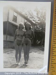 Collection of B&W Photos: LOOK AT ALL PHOTOS '20's 30's 40's. Military;Haig Scotch Co.; women in vintage swimsuits, dogs, vintage cars, etc. 