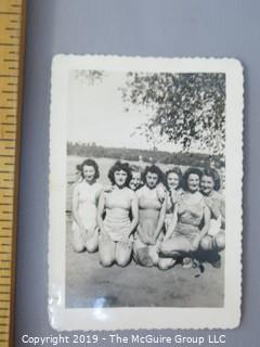 Collection of B&W Photos: LOOK AT ALL PHOTOS '20's 30's 40's. Military;Haig Scotch Co.; women in vintage swimsuits, dogs, vintage cars, etc. 