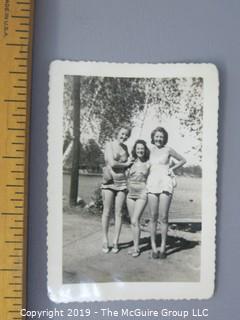 Collection of B&W Photos: LOOK AT ALL PHOTOS '20's 30's 40's. Military;Haig Scotch Co.; women in vintage swimsuits, dogs, vintage cars, etc. 