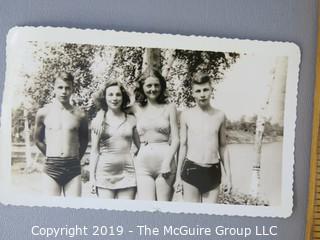 Collection of B&W Photos: LOOK AT ALL PHOTOS '20's 30's 40's. Military;Haig Scotch Co.; women in vintage swimsuits, dogs, vintage cars, etc. 