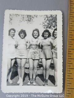 Collection of B&W Photos: LOOK AT ALL PHOTOS '20's 30's 40's. Military;Haig Scotch Co.; women in vintage swimsuits, dogs, vintage cars, etc. 