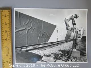 Collection of B&W large format photos; subject- trains & railroads