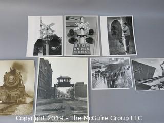 Collection of B&W large format photos; subject- trains & railroads