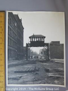 Collection of B&W large format photos; subject- trains & railroads