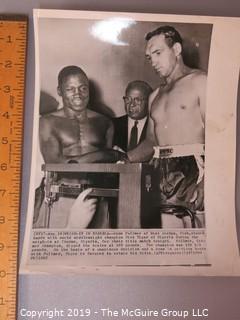 Collection of large format B&W photos including boxers Dick Tiger, Archie Moore, Yvon Durelle, Primo Carnara and Gene Fullmer.  